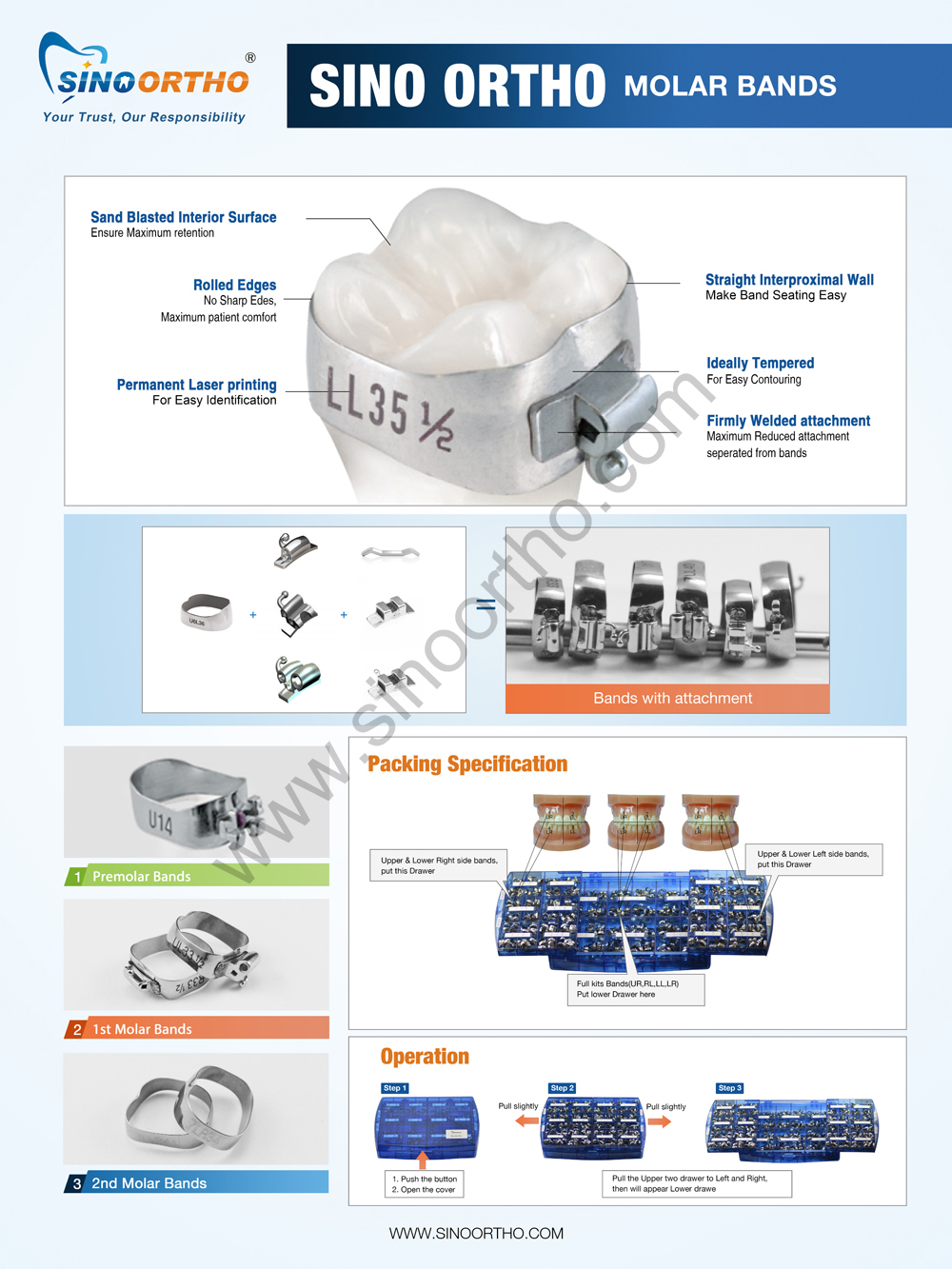 Molar bands Upper 3 Lower with Cleats Buy Prewelded molar bands